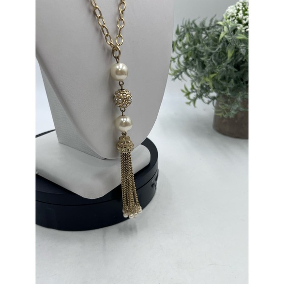 Lia Sophia "Joyous" Gold Tone Crystals Glass Pearls Resin Beads Necklace - Picture 7 of 12